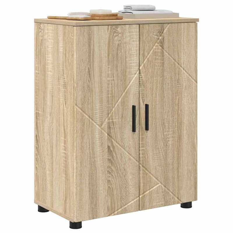 vidaXL Fürdőszoba Székény ajtóval sonoma tölgy 60 x 35 x 80 cm Faanyag