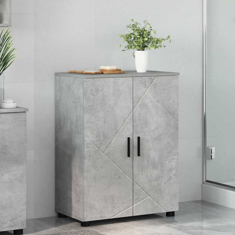 vidaXL Fürdőszoba Székény ajtóval Beton szürke 60 x 35 x 80 cm Faanyag