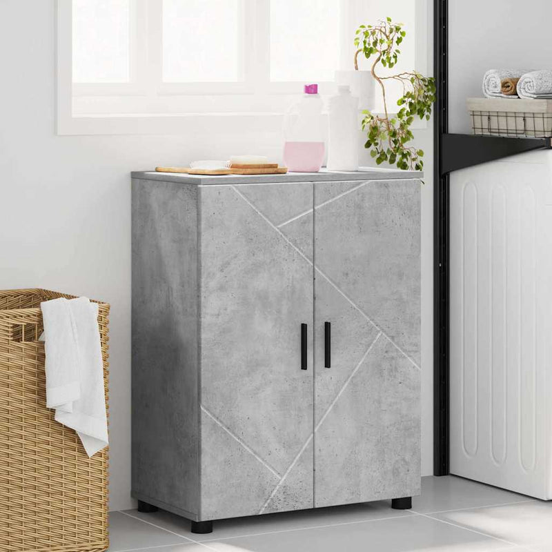 vidaXL Fürdőszoba Székény ajtóval Beton szürke 60 x 35 x 80 cm Faanyag