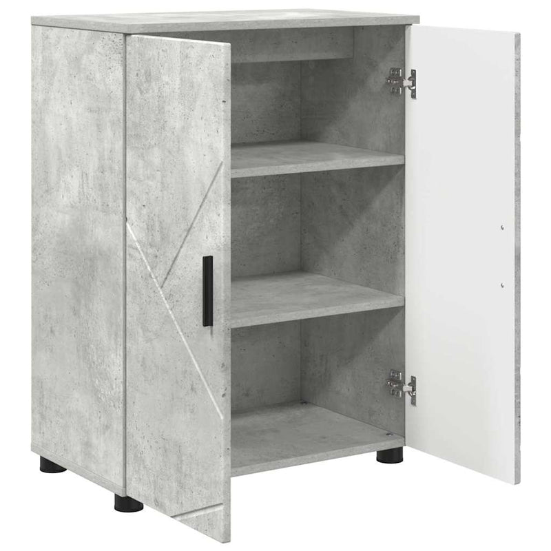 vidaXL Fürdőszoba Székény ajtóval Beton szürke 60 x 35 x 80 cm Faanyag