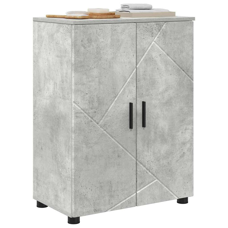 vidaXL Fürdőszoba Székény ajtóval Beton szürke 60 x 35 x 80 cm Faanyag