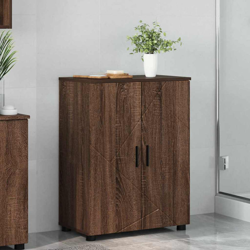 vidaXL Fürdőszoba Székény ajtóval barna tölgy 60 x 35 x 80 cm Faanyag