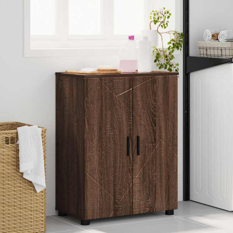 vidaXL Fürdőszoba Székény ajtóval barna tölgy 60 x 35 x 80 cm Faanyag