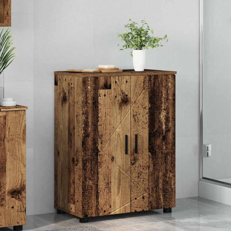 vidaXL Fürdőszoba Székény polcokkal Régi fa 60 x 35 x 80 cm Faanyag
