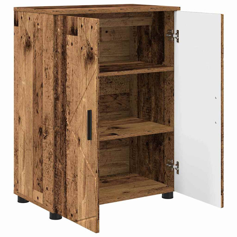 vidaXL Fürdőszoba Székény polcokkal Régi fa 60 x 35 x 80 cm Faanyag