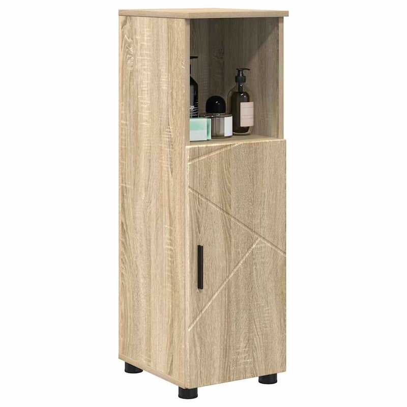 vidaXL Fürdőszoba Székény ajtóval sonoma tölgy 30 x 35 x 95 cm Faanyag