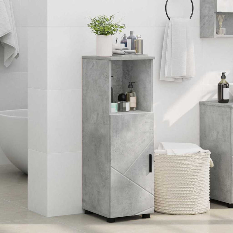 vidaXL Fürdőszoba Székény ajtóval Beton szürke 30 x 35 x 95 cm Faanyag