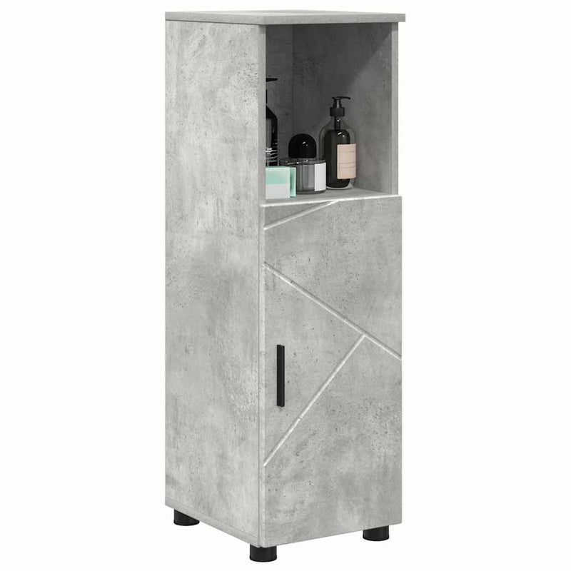 vidaXL Fürdőszoba Székény ajtóval Beton szürke 30 x 35 x 95 cm Faanyag