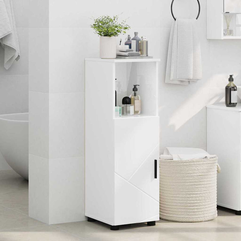 vidaXL Fürdőszoba Székény Magasfényű fehér 30 x 35 x 95 cm Faanyag