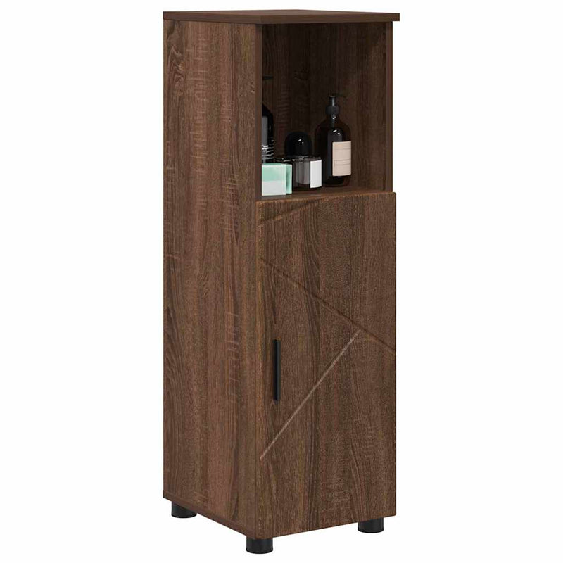 vidaXL Fürdőszoba Székény ajtóval barna tölgy 30 x 35 x 95 cm Faanyag