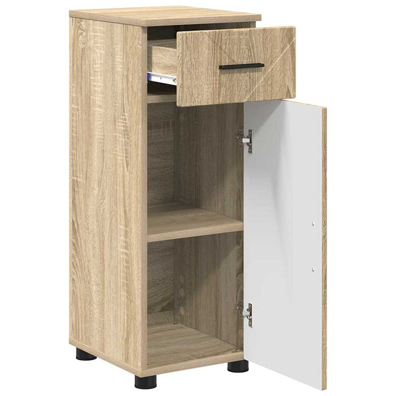 vidaXL Fürdőszoba Székény fiókkal sonoma tölgy 30 x 35 x 80 cm Faanyag