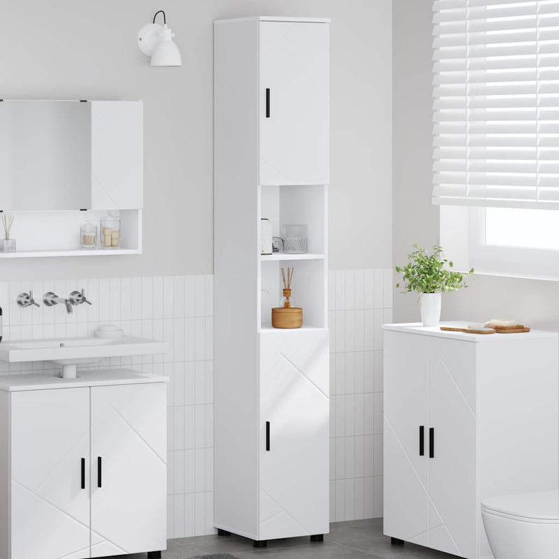 vidaXL Fürdőszobai magas szekrény Fehér 30 x 35 x 192 cm Faanyag