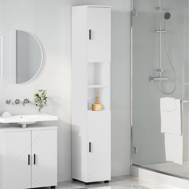 vidaXL Fürdőszobai magas szekrény Fehér 30 x 35 x 192 cm Faanyag