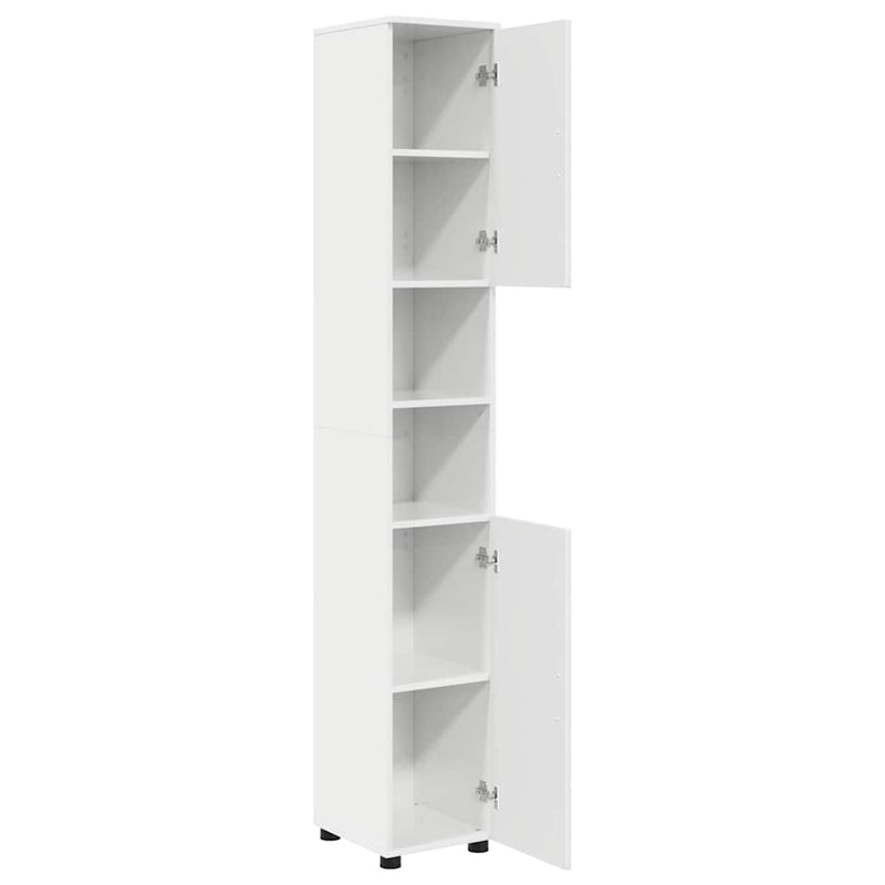 vidaXL Fürdőszobai magas szekrény Magasfényű fehér 30 x 35 x 192 cm