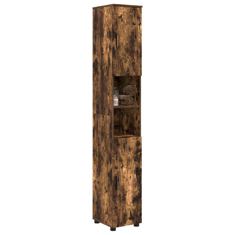 vidaXL Fürdőszobai magas szekrény Füstölt tölgy 30 x 35 x 192 cm