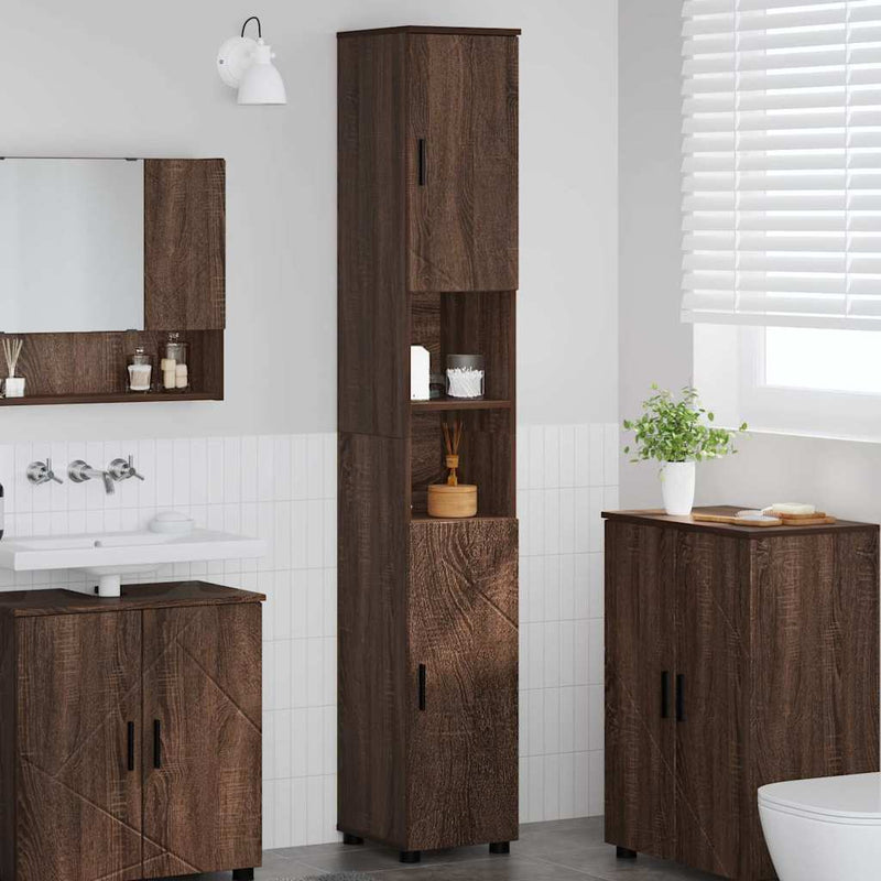 vidaXL Fürdőszobai magas szekrény barna tölgy 30 x 35 x 192 cm Faanyag