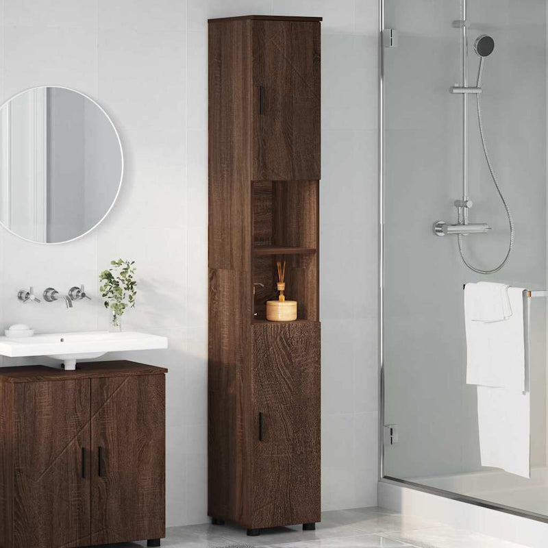 vidaXL Fürdőszobai magas szekrény barna tölgy 30 x 35 x 192 cm Faanyag