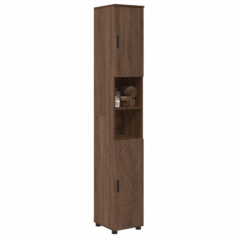 vidaXL Fürdőszobai magas szekrény barna tölgy 30 x 35 x 192 cm Faanyag