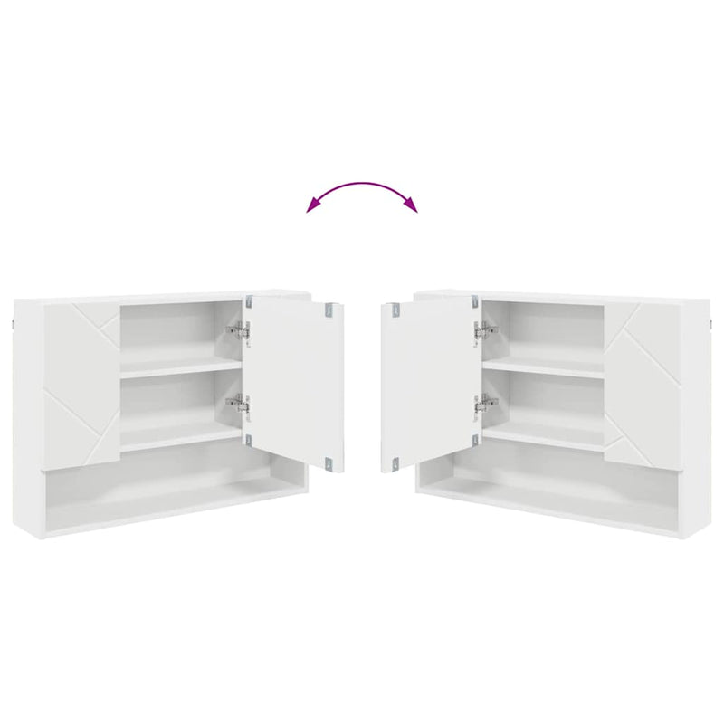 vidaXL Fürdőszobai tükörszekrény ajtóval Fehér 80 x 17 x 55 cm Faanyag