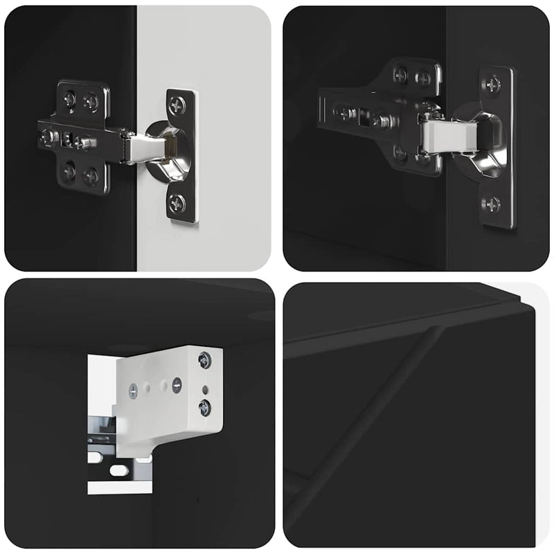 vidaXL Fürdőszobai tükörszekrény Fekete 80 x 17 x 55 cm Faanyag