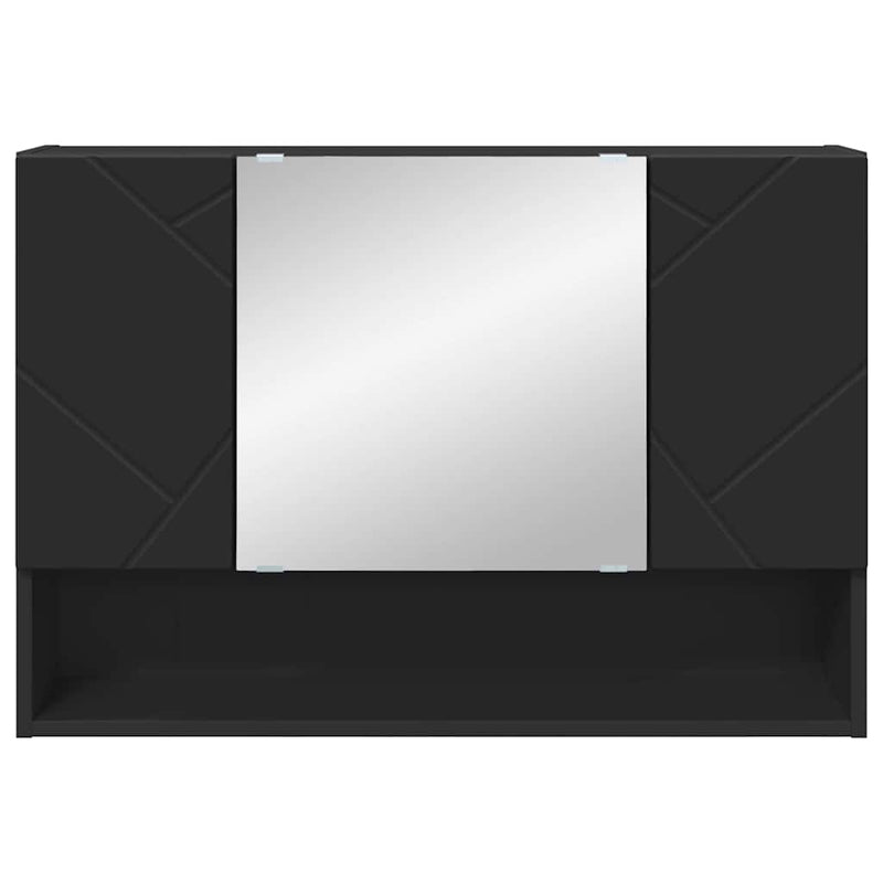 vidaXL Fürdőszobai tükörszekrény Fekete 80 x 17 x 55 cm Faanyag