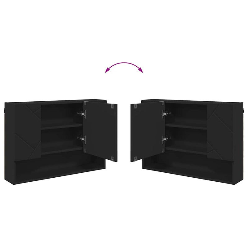 vidaXL Fürdőszobai tükörszekrény Fekete 80 x 17 x 55 cm Faanyag