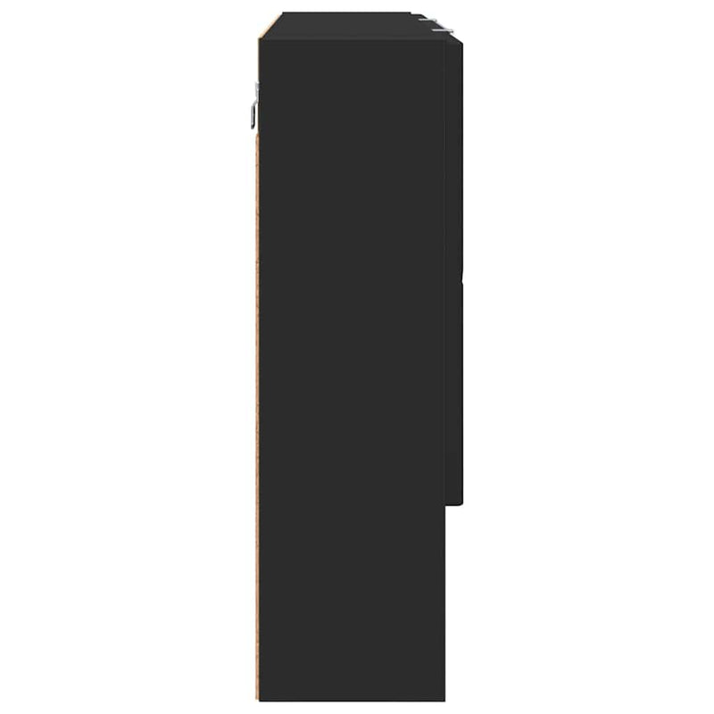 vidaXL Fürdőszobai tükörszekrény Fekete 80 x 17 x 55 cm Faanyag