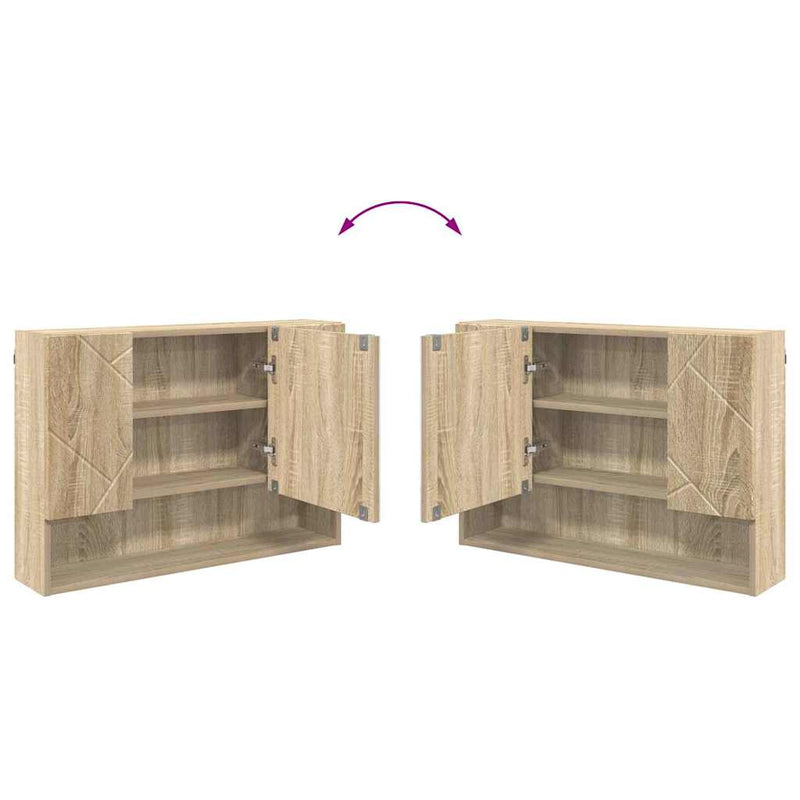 vidaXL Fürdőszobai tükörszekrény sonoma tölgy 80 x 17 x 55 cm Faanyag