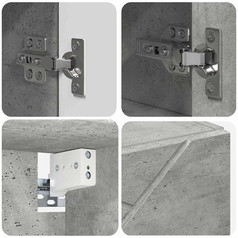 vidaXL Fürdőszobai tükörszekrény Beton szürke 80 x 17 x 55 cm Faanyag