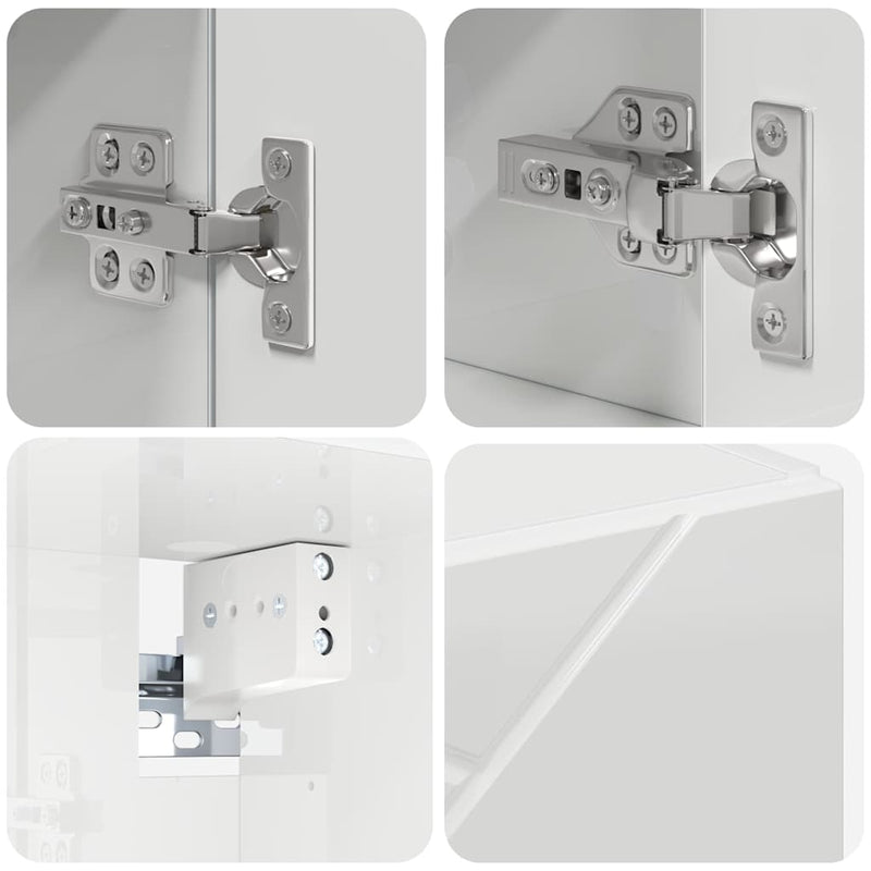 vidaXL Fürdőszobai tükörszekrény Magasfényű fehér 80 x 17 x 55 cm