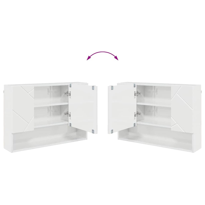 vidaXL Fürdőszobai tükörszekrény Magasfényű fehér 80 x 17 x 55 cm