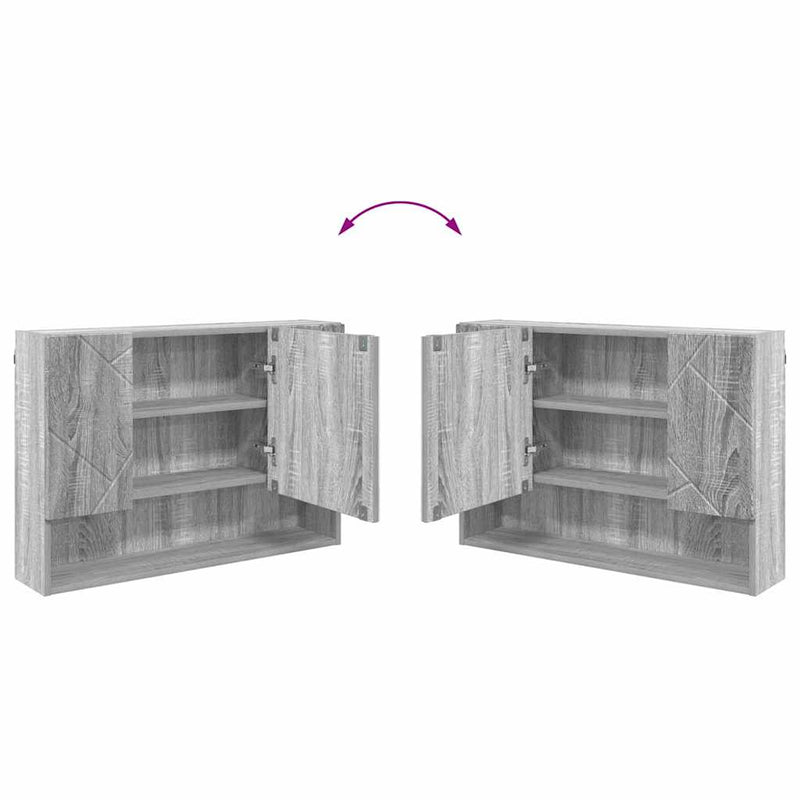 vidaXL Fürdőszobai tükörszekrény Szürke sonoma 80 x 17 x 55 cm Faanyag