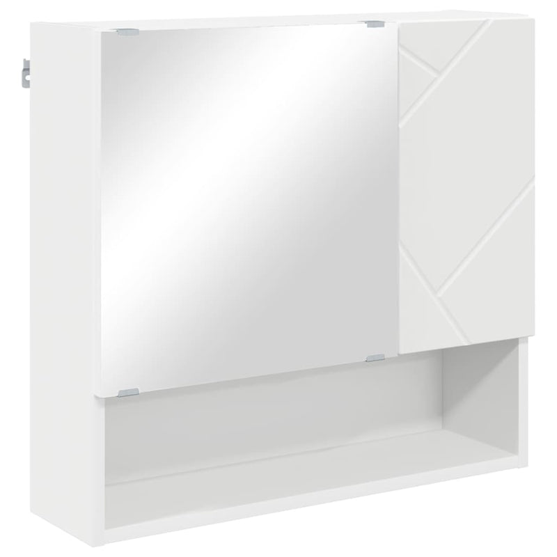 vidaXL Tükörszekrény polcokkal tárolóval Fehér 59 x 17 x 55 cm Faanyag