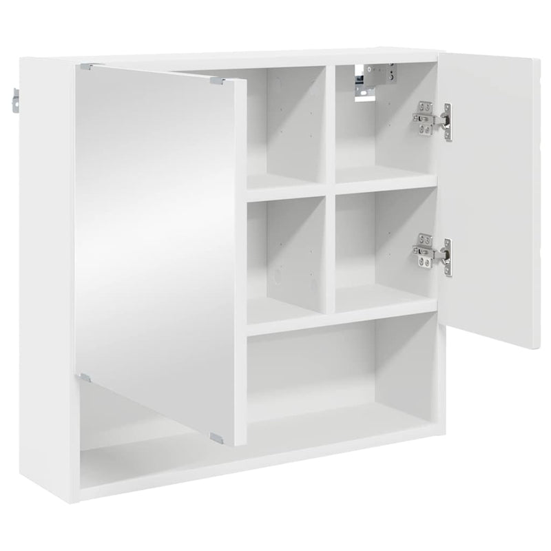 vidaXL Tükörszekrény polcokkal tárolóval Fehér 59 x 17 x 55 cm Faanyag