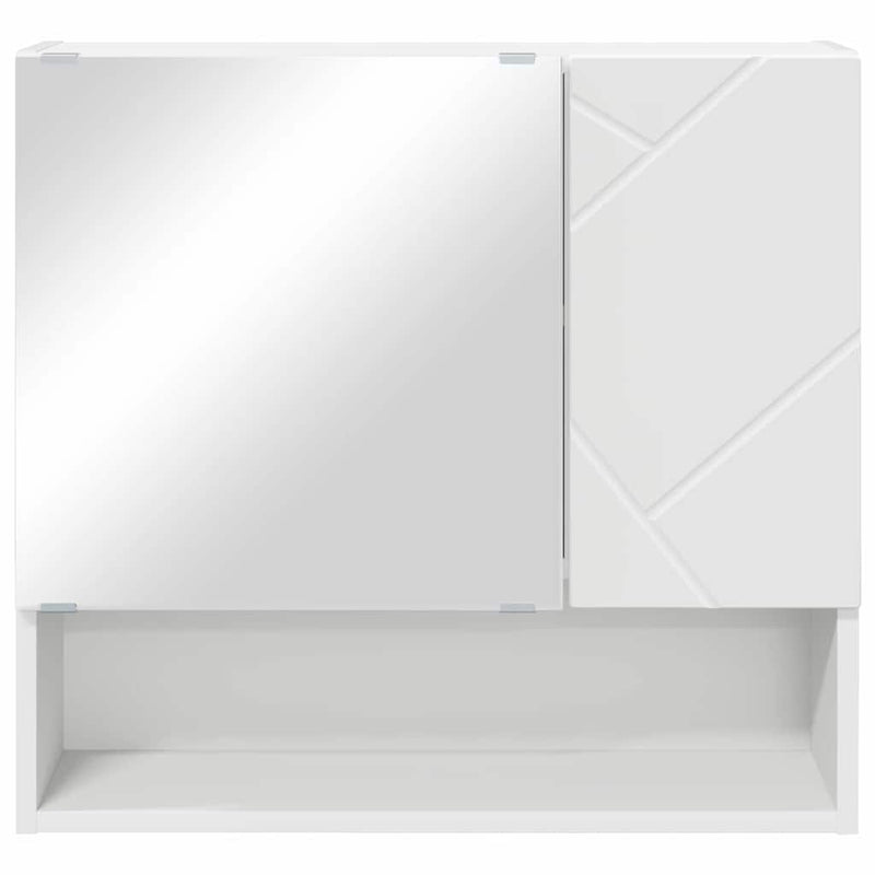 vidaXL Tükörszekrény polcokkal tárolóval Fehér 59 x 17 x 55 cm Faanyag