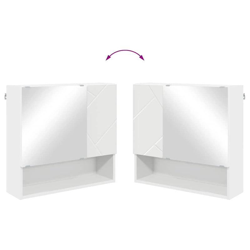 vidaXL Tükörszekrény polcokkal tárolóval Fehér 59 x 17 x 55 cm Faanyag