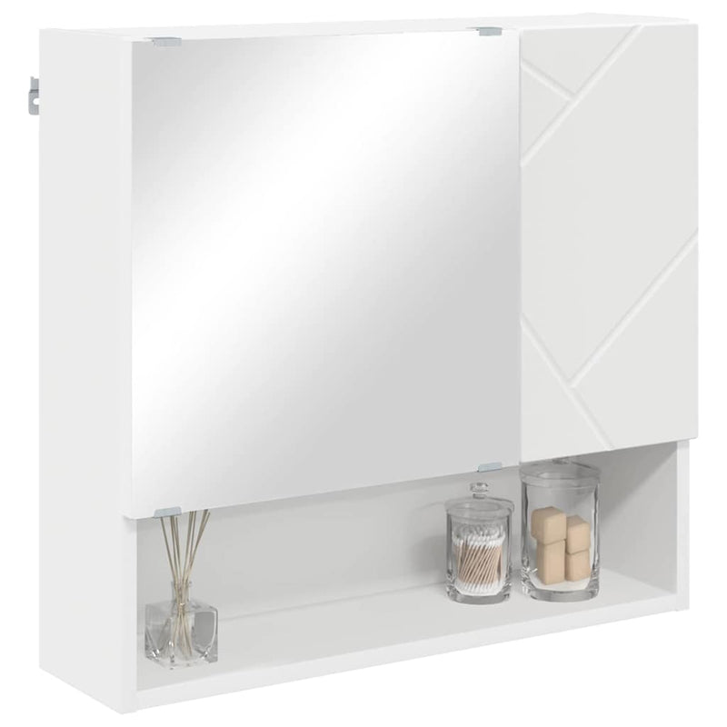 vidaXL Tükörszekrény polcokkal tárolóval Fehér 59 x 17 x 55 cm Faanyag