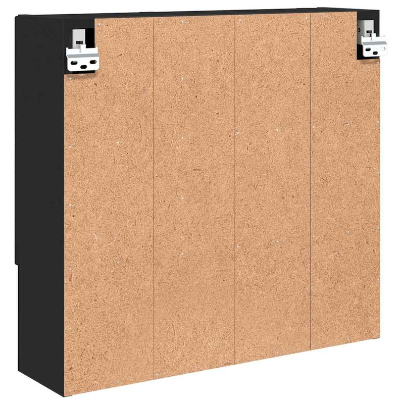 vidaXL Tükörszekrény polcokkal ajtóval Fekete 59 x 17 x 55 cm Faanyag