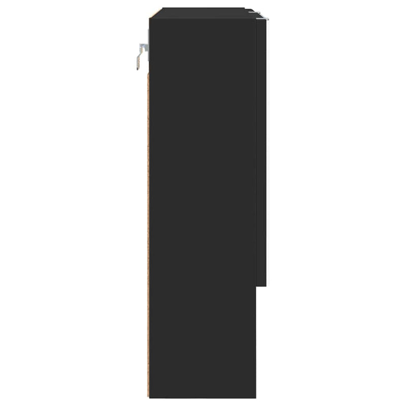 vidaXL Tükörszekrény polcokkal ajtóval Fekete 59 x 17 x 55 cm Faanyag