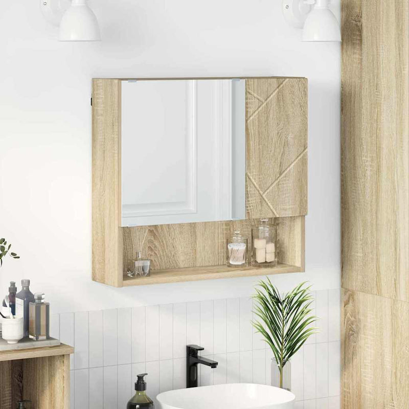 vidaXL Tükörszekrény polcokkal sonoma tölgy 59 x 17 x 55 cm Faanyag