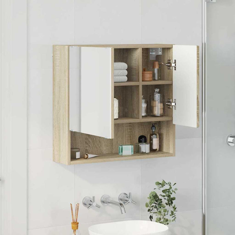 vidaXL Tükörszekrény polcokkal sonoma tölgy 59 x 17 x 55 cm Faanyag
