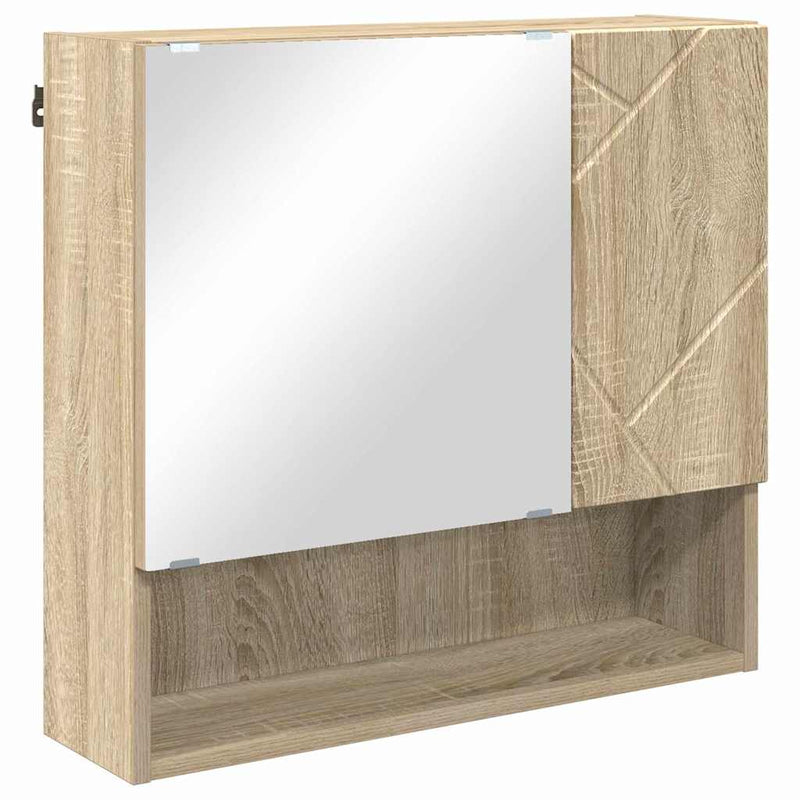 vidaXL Tükörszekrény polcokkal sonoma tölgy 59 x 17 x 55 cm Faanyag