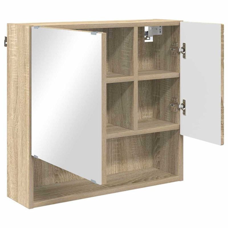 vidaXL Tükörszekrény polcokkal sonoma tölgy 59 x 17 x 55 cm Faanyag