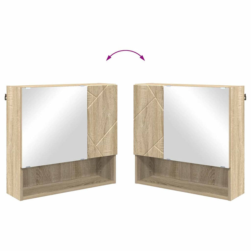 vidaXL Tükörszekrény polcokkal sonoma tölgy 59 x 17 x 55 cm Faanyag