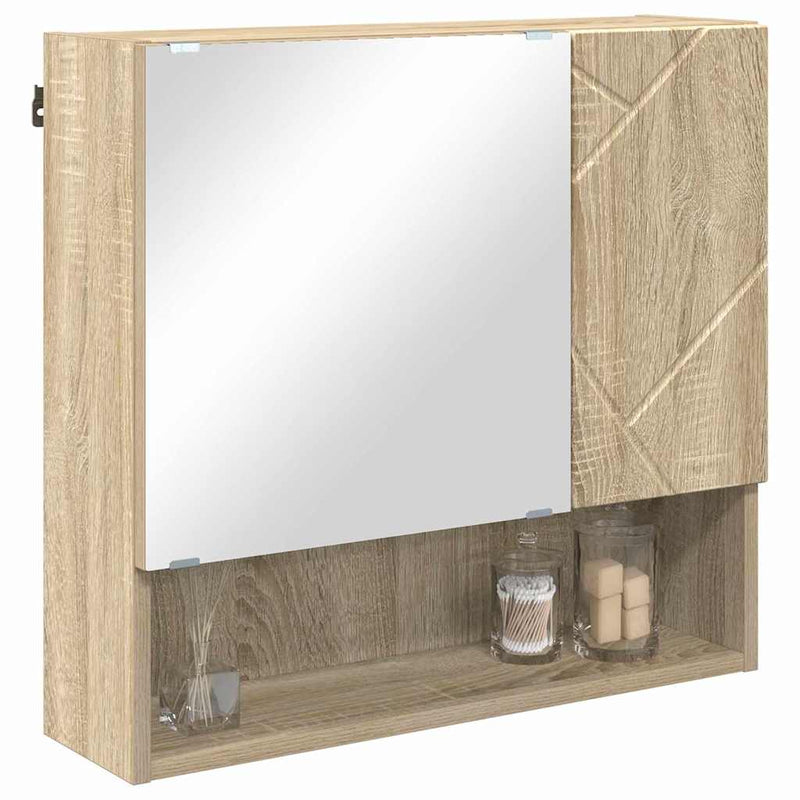 vidaXL Tükörszekrény polcokkal sonoma tölgy 59 x 17 x 55 cm Faanyag