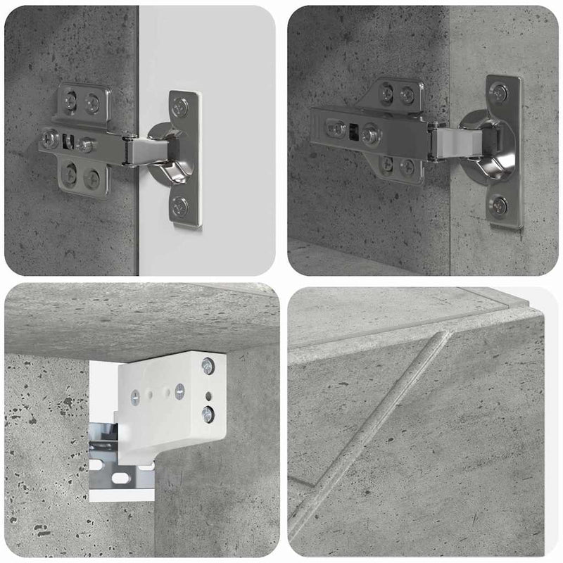 vidaXL Tükörszekrény polcokkal Beton szürke 59 x 17 x 55 cm Faanyag