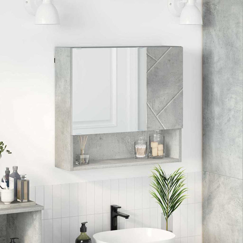 vidaXL Tükörszekrény polcokkal Beton szürke 59 x 17 x 55 cm Faanyag