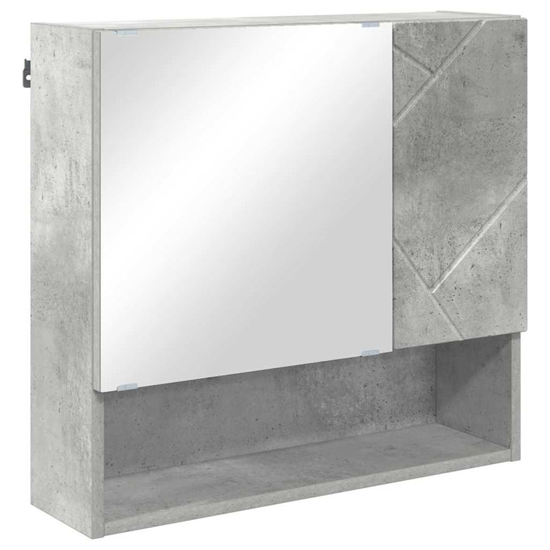 vidaXL Tükörszekrény polcokkal Beton szürke 59 x 17 x 55 cm Faanyag
