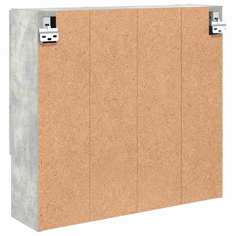 vidaXL Tükörszekrény polcokkal Beton szürke 59 x 17 x 55 cm Faanyag