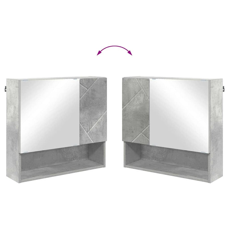 vidaXL Tükörszekrény polcokkal Beton szürke 59 x 17 x 55 cm Faanyag